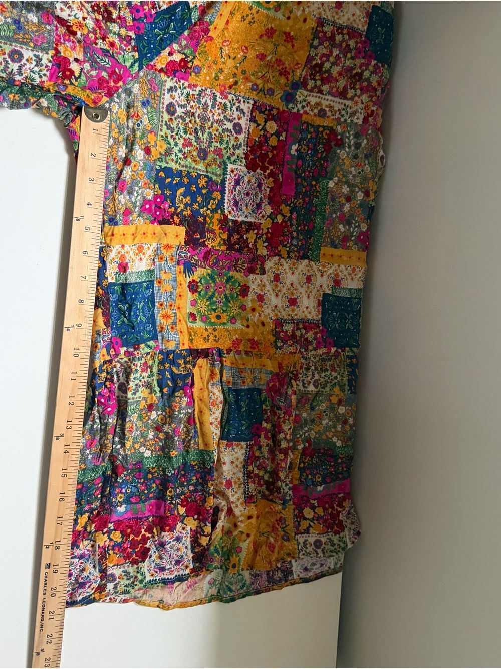 Natural Life Wide Leg Jumpsuit Patchwork Overalls Yellow Pink Size Small Boho - Picture 6 of 12